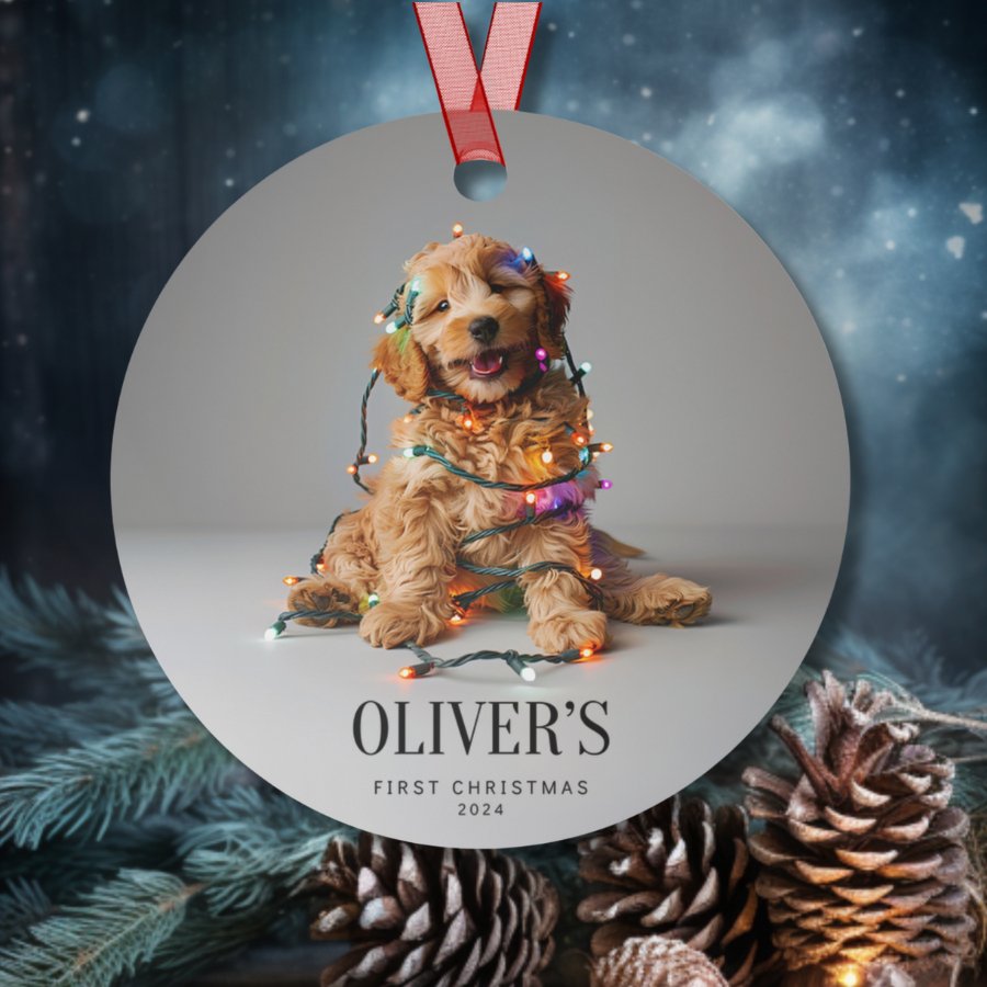 Custom Dog ArtGoldendoodle Puppy Christmas Ornament | Personalized