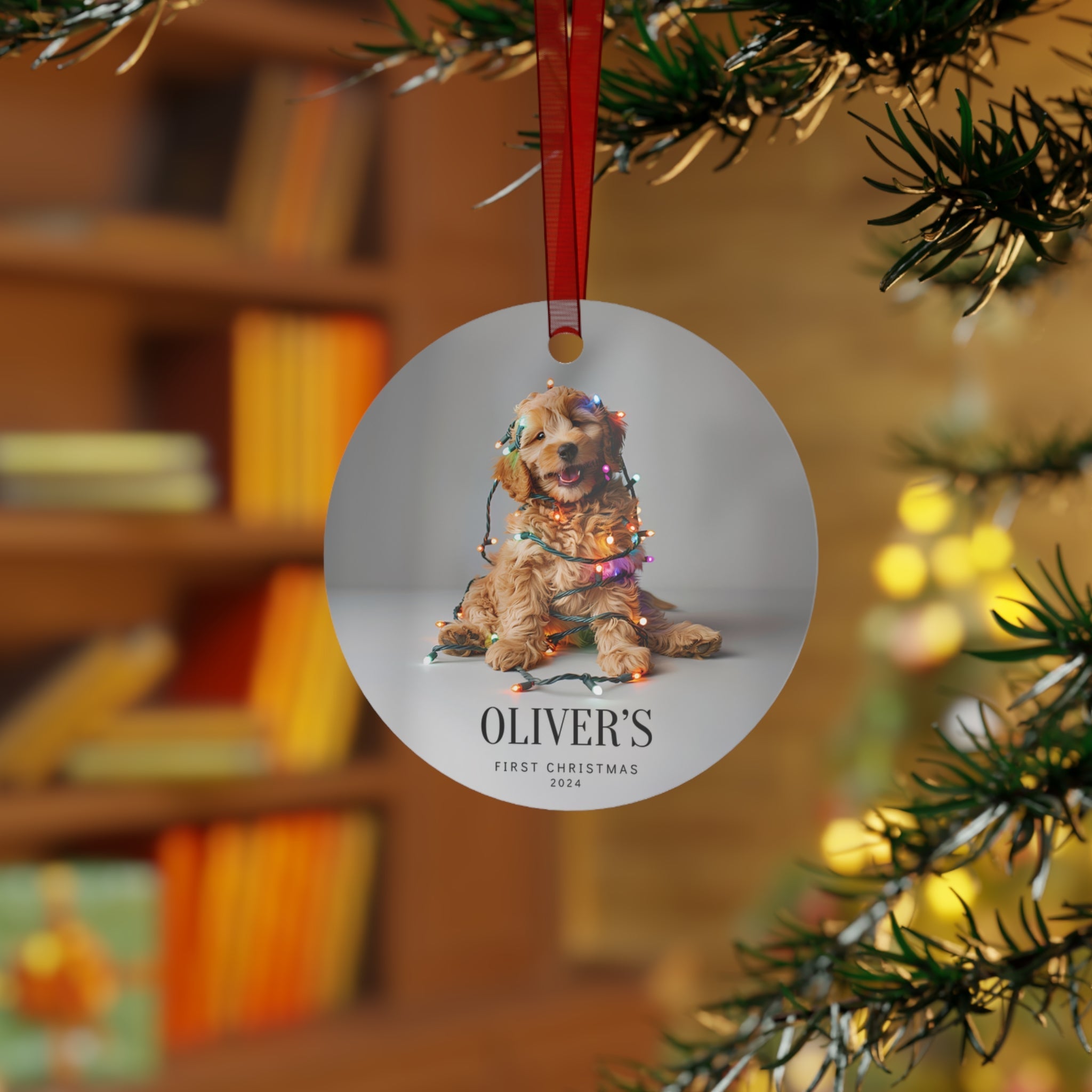 Custom Dog ArtGoldendoodle Puppy Christmas Ornament | Personalized