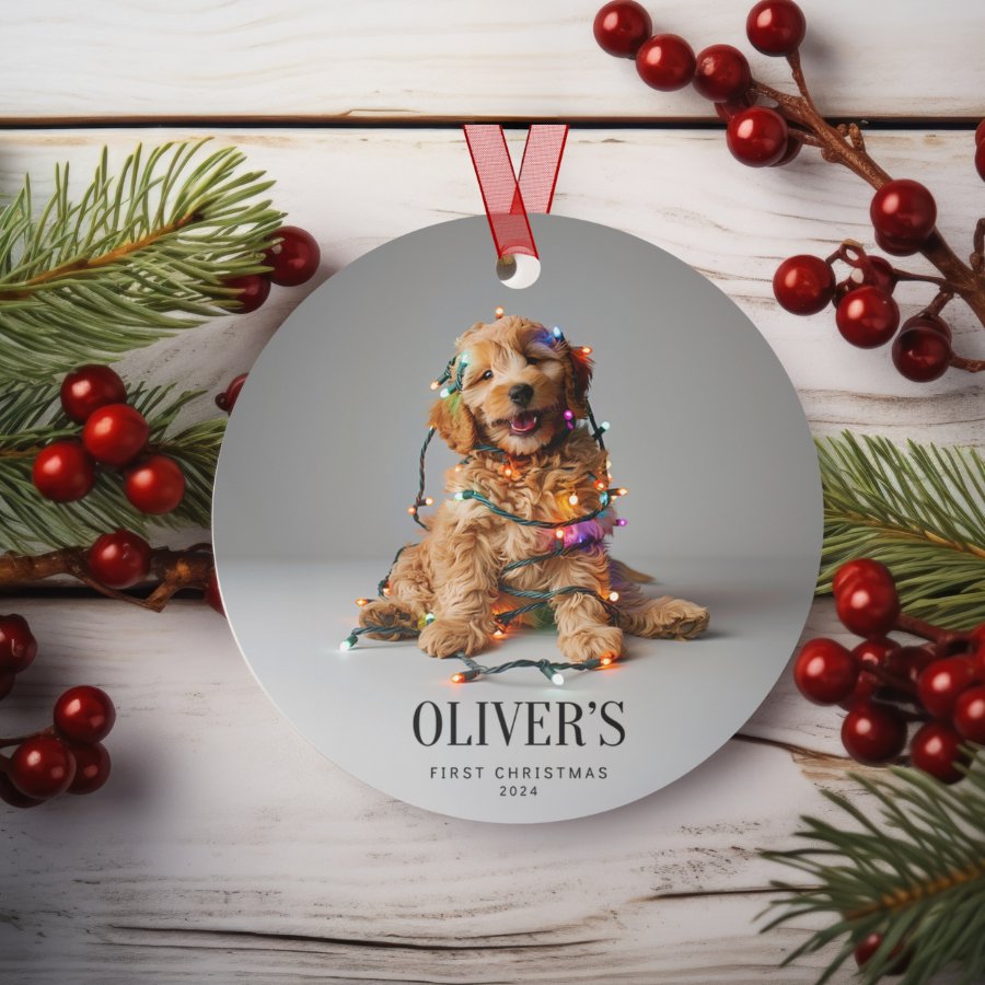 Custom Dog ArtGoldendoodle Puppy Christmas Ornament | Personalized