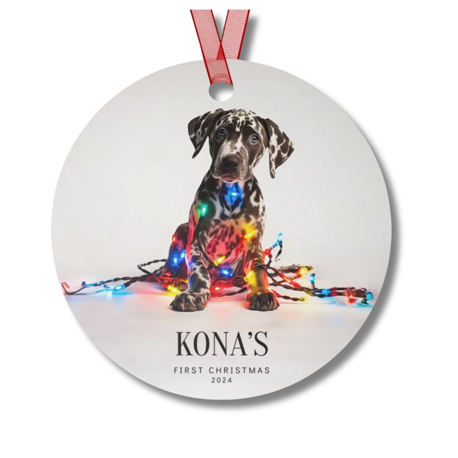 Custom Dog ArtHarlequin Great Dane Puppy Ornament | Personalized