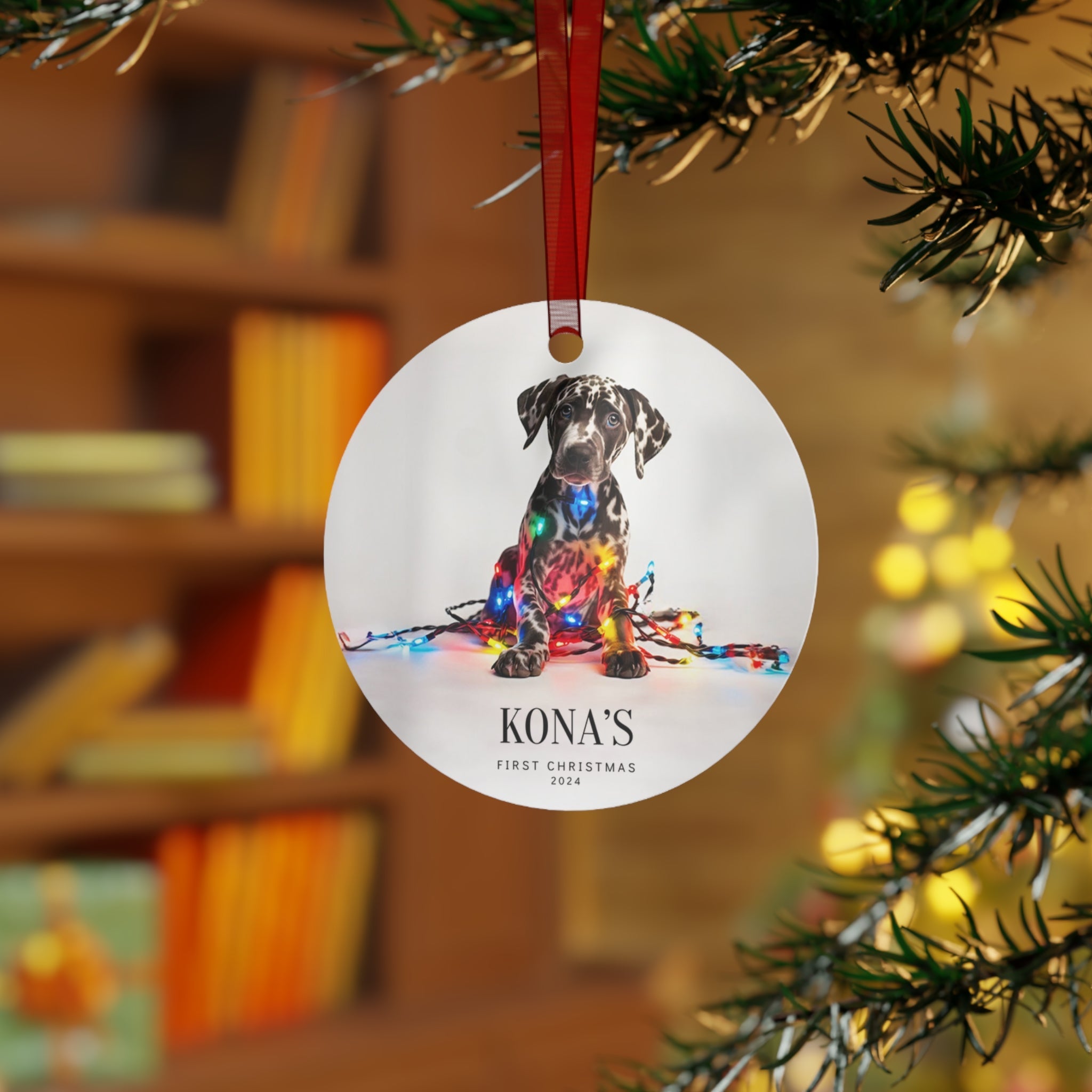 Custom Dog ArtHarlequin Great Dane Puppy Ornament | Personalized