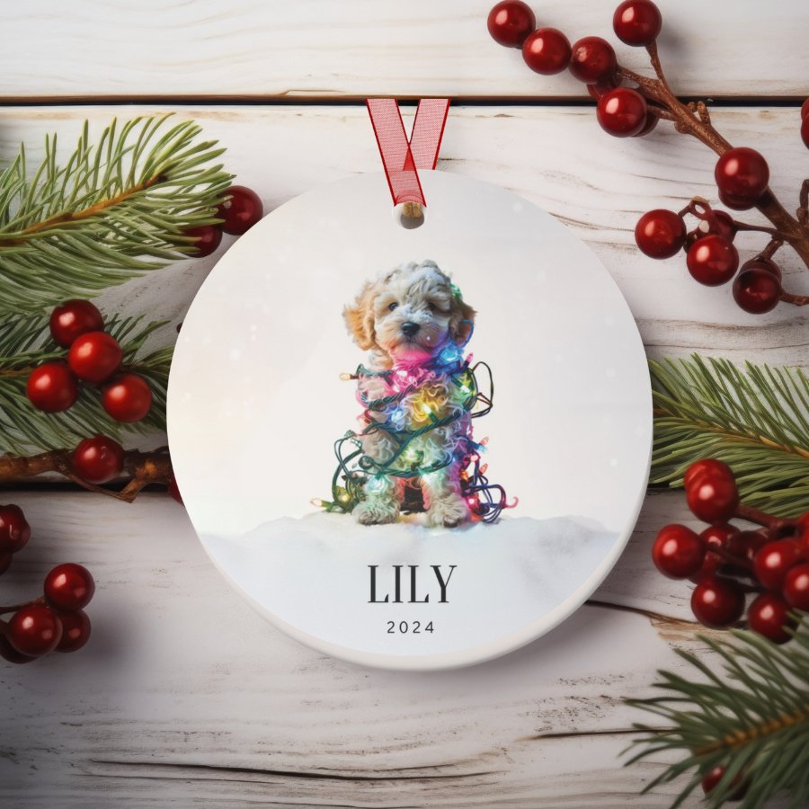 Custom Dog ArtLabradoodle Christmas Ornament | Personalized