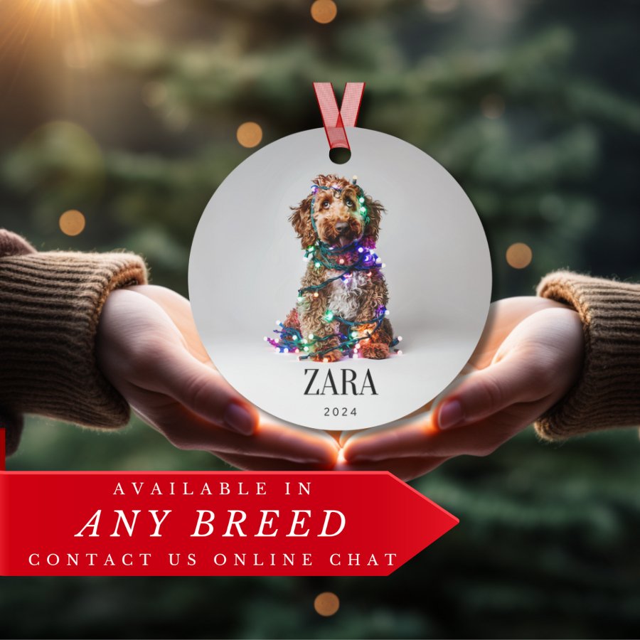 Custom Dog ArtLabradoodle Christmas Ornament | Personalized