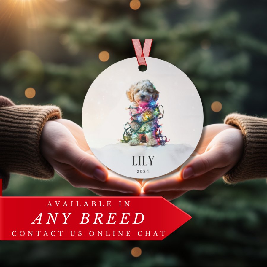 Custom Dog ArtLabradoodle Christmas Ornament | Personalized