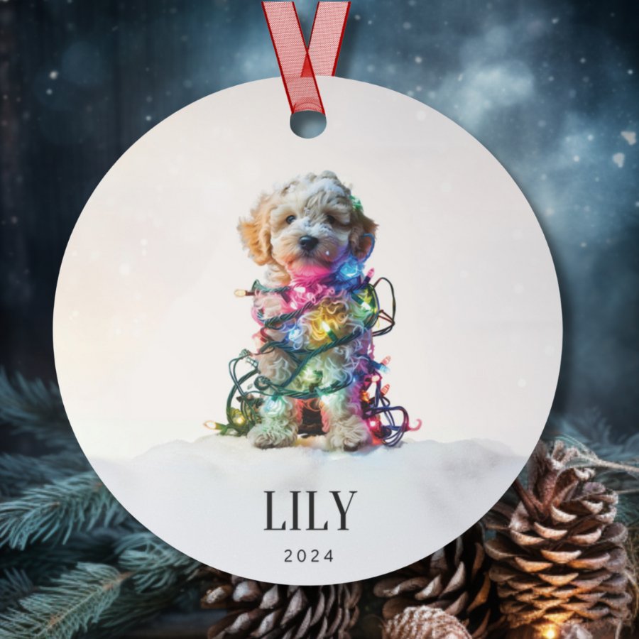 Custom Dog ArtLabradoodle Christmas Ornament | Personalized