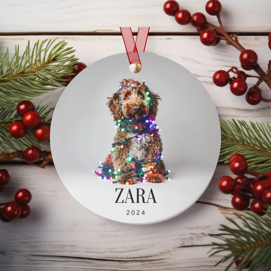 Custom Dog ArtLabradoodle Christmas Ornament | Personalized