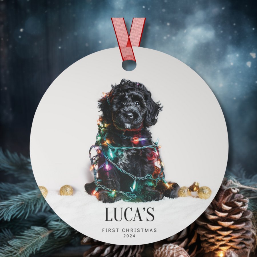 Custom Dog ArtLabradoodle Puppy Christmas Ornament | Personalized