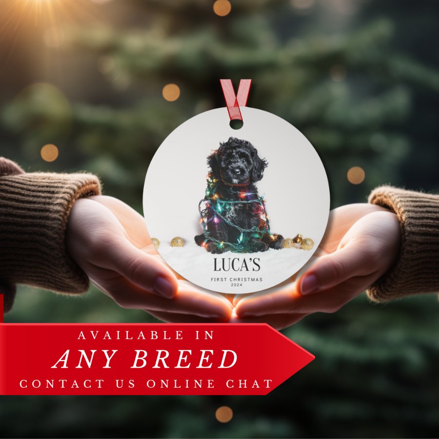 Custom Dog ArtLabradoodle Puppy Christmas Ornament | Personalized