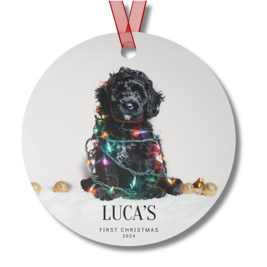 Custom Dog ArtLabradoodle Puppy Christmas Ornament | Personalized