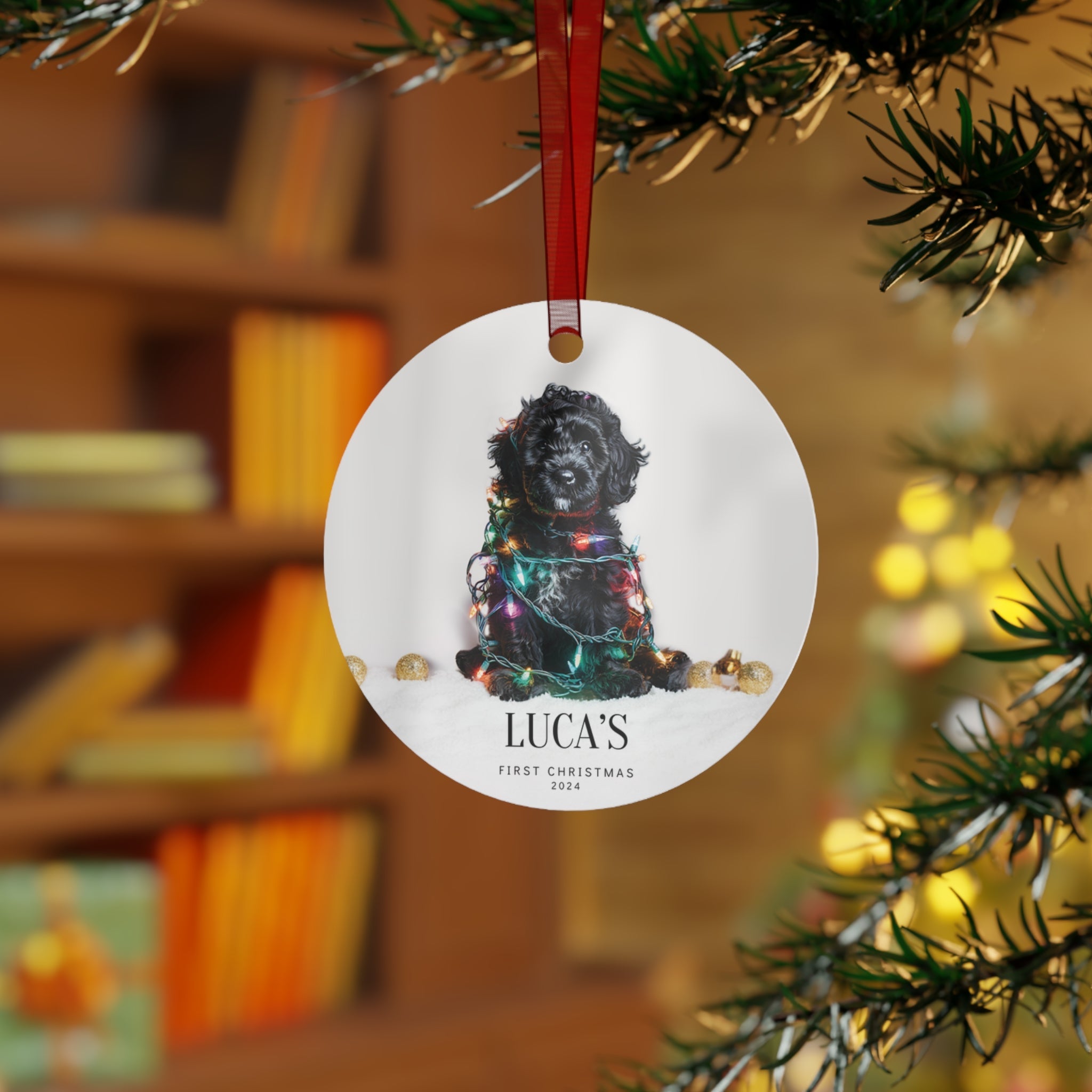 Custom Dog ArtLabradoodle Puppy Christmas Ornament | Personalized