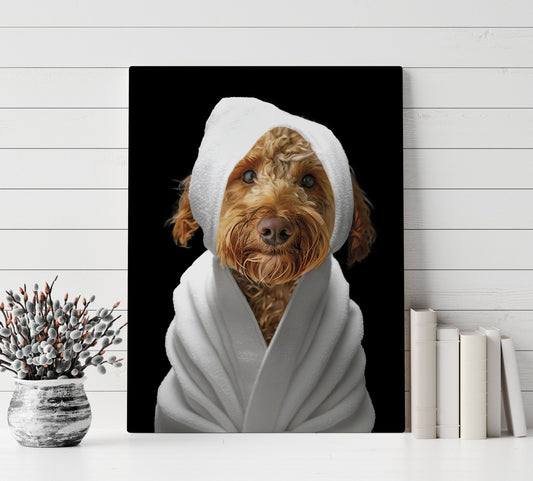 Custom Dog ArtLabradoodle Spa Canvas Wall Art - Pampered Pup Bathroom Decor