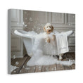 Load image into Gallery viewer, Custom Dog ArtLuxurious Labradoodle Bubble Bath Canvas - Pampered Pup Bathroom Decor
