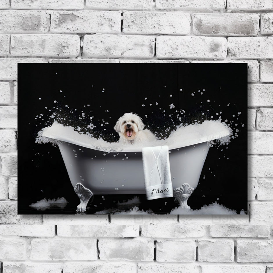 Custom Dog ArtMaltese Bathtub Art - Personalized Dog Bath Art