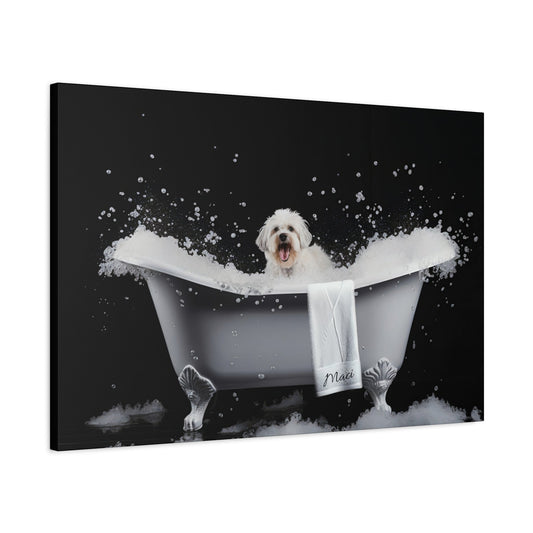 Custom Dog ArtMaltese Bathtub Art - Personalized Dog Bath Art