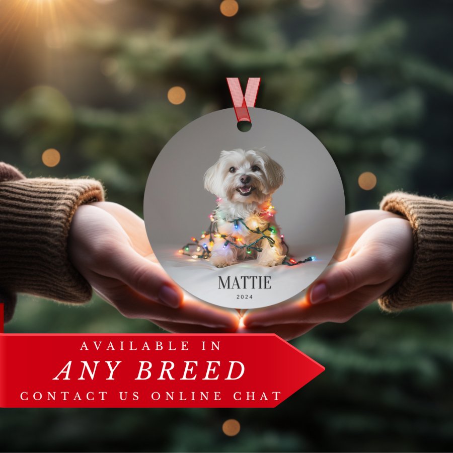 Custom Dog ArtMaltese Christmas Ornament | Personalized