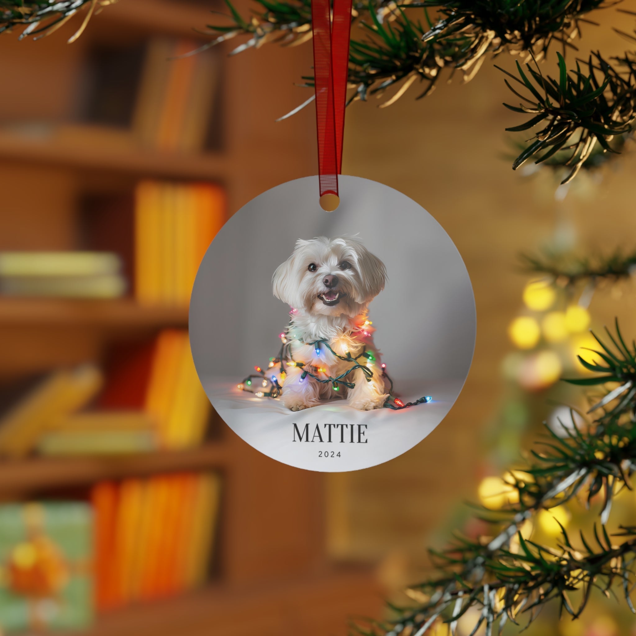 Custom Dog ArtMaltese Christmas Ornament | Personalized