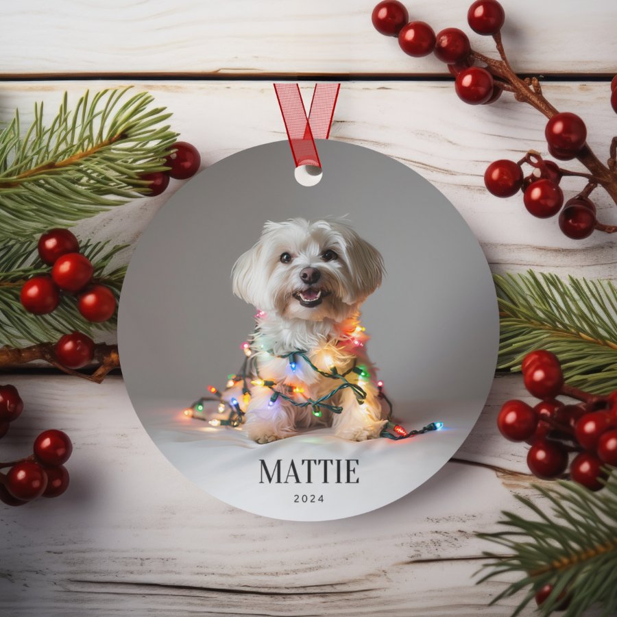 Custom Dog ArtMaltese Christmas Ornament | Personalized