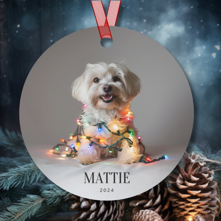 Custom Dog ArtMaltese Christmas Ornament | Personalized