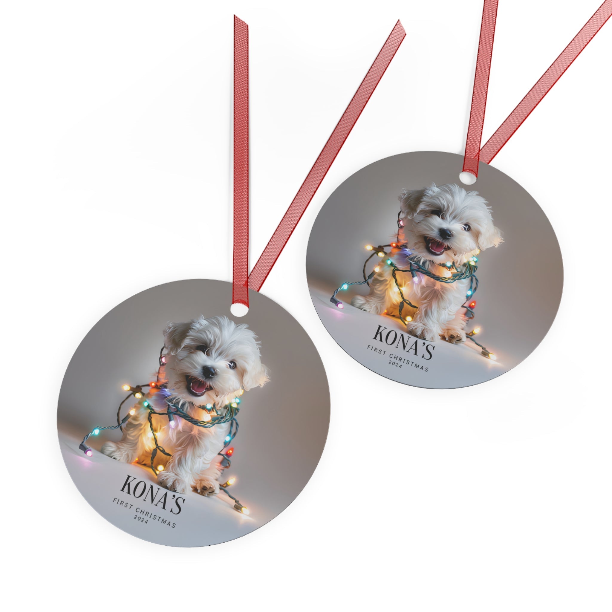 Custom Dog ArtMaltese Puppy Christmas Ornament | Personalized