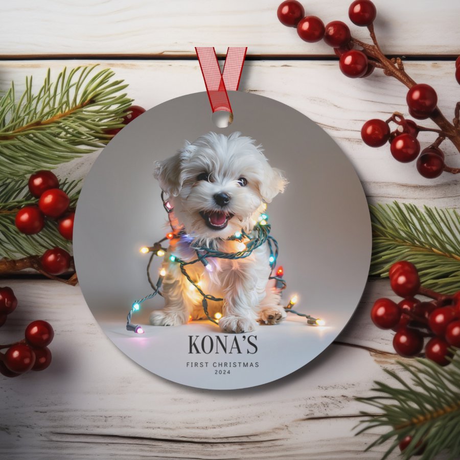 Custom Dog ArtMaltese Puppy Christmas Ornament | Personalized