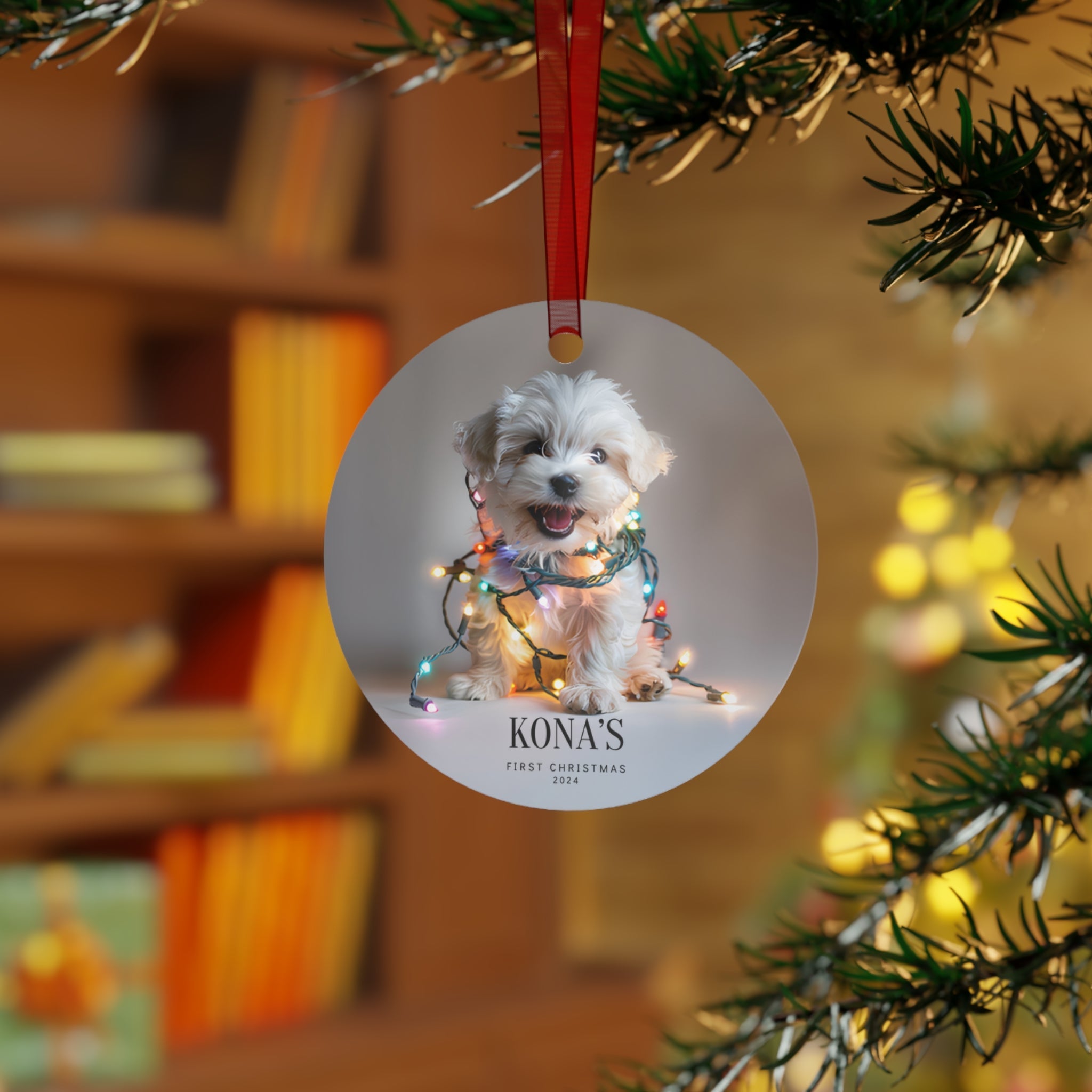 Custom Dog ArtMaltese Puppy Christmas Ornament | Personalized