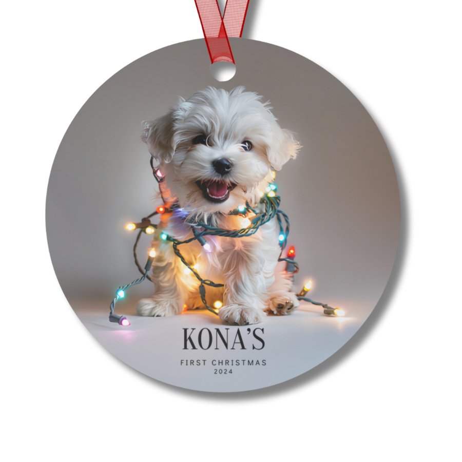 Custom Dog ArtMaltese Puppy Christmas Ornament | Personalized