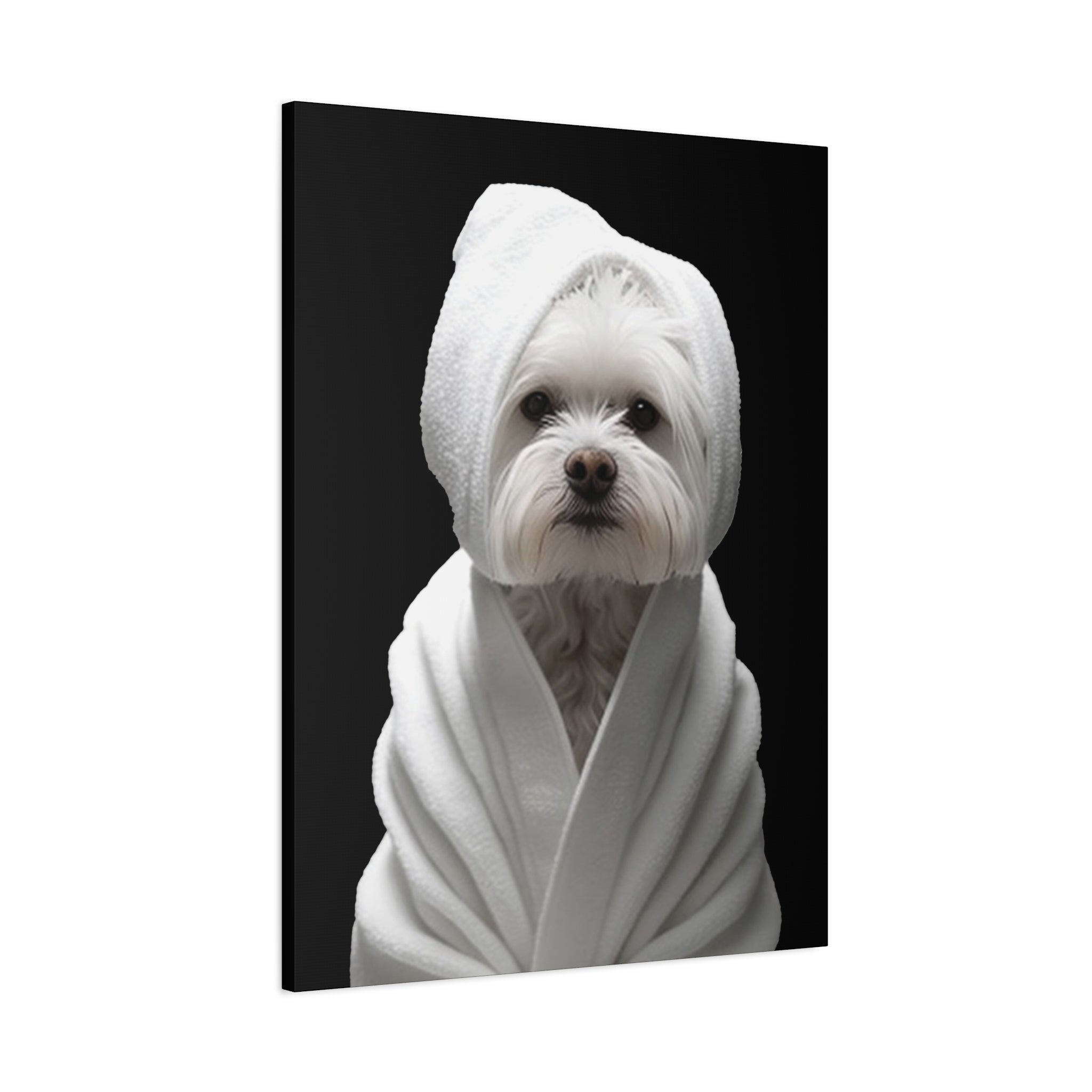 Maltese Spa Canvas Wall Art Pampered Pup Bathroom Decor Custom Dog Art