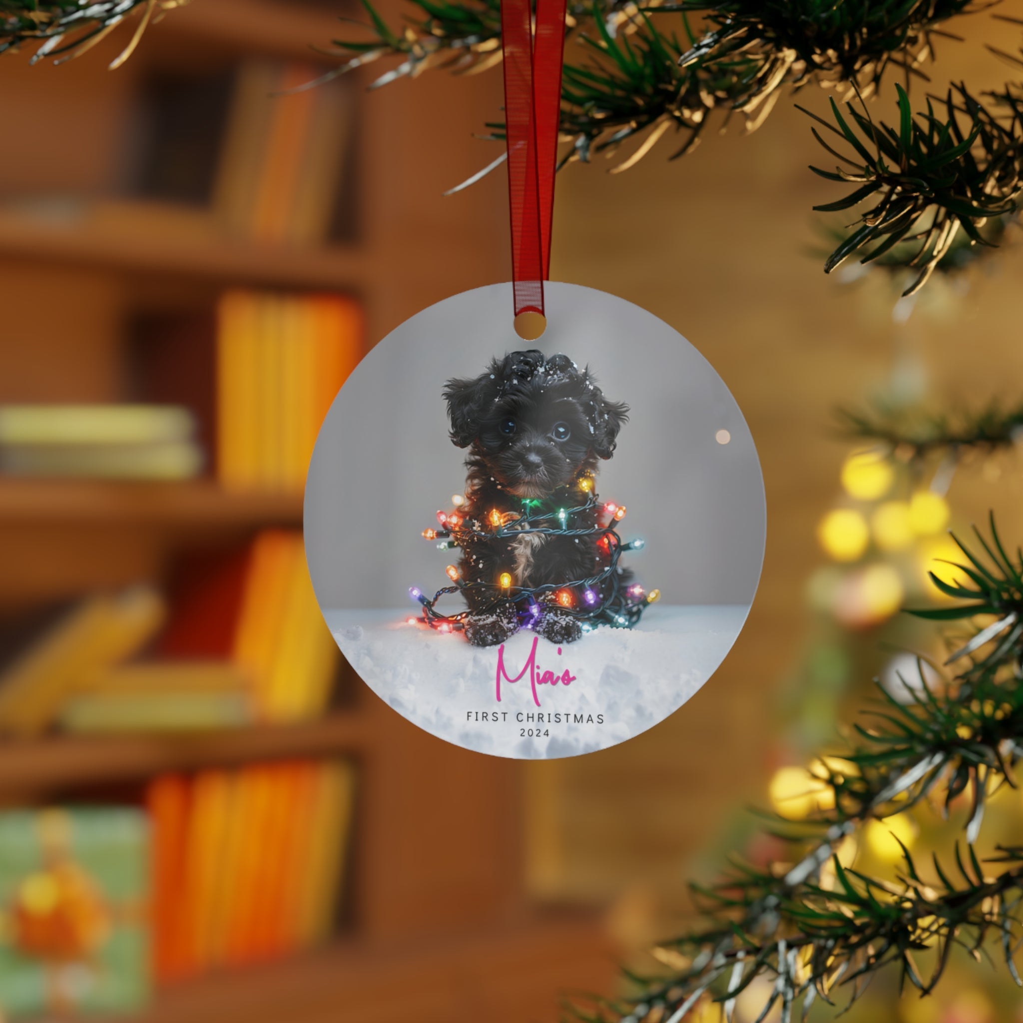 Custom Dog ArtMaltipoo Puppy Christmas Ornament | Personalized