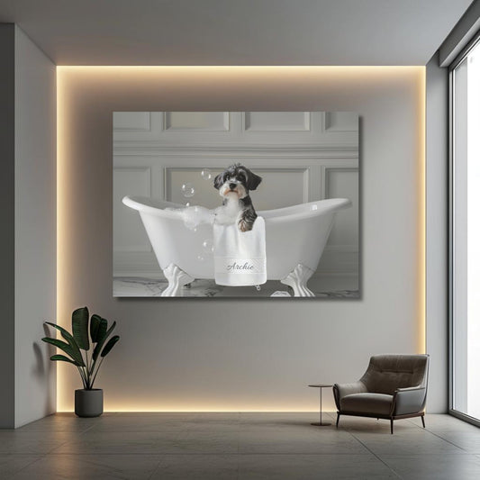 Custom Dog ArtMiniature Schnauzer Bath Art | Adorable Bathroom Decor | Perfect Gift for the Dog Lover in your Life