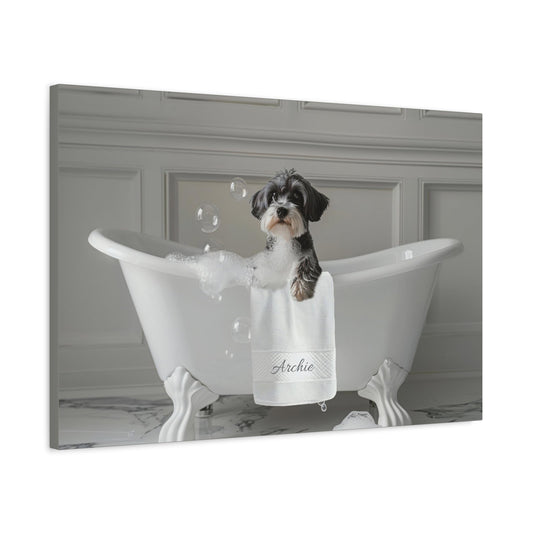 Custom Dog ArtMiniature Schnauzer Bath Art | Adorable Bathroom Decor | Perfect Gift for the Dog Lover in your Life