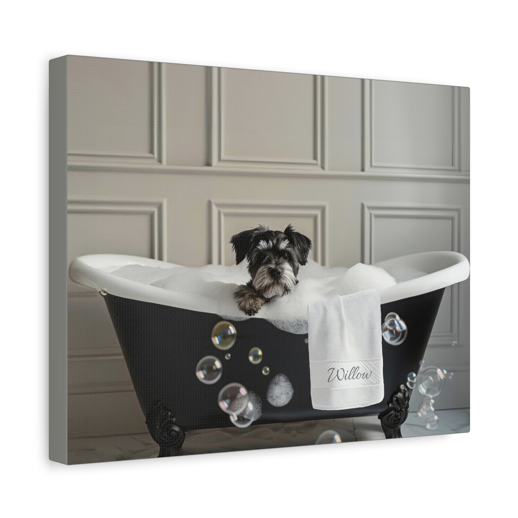 Custom Dog ArtMiniature Schnauzer Bathtub Art Print