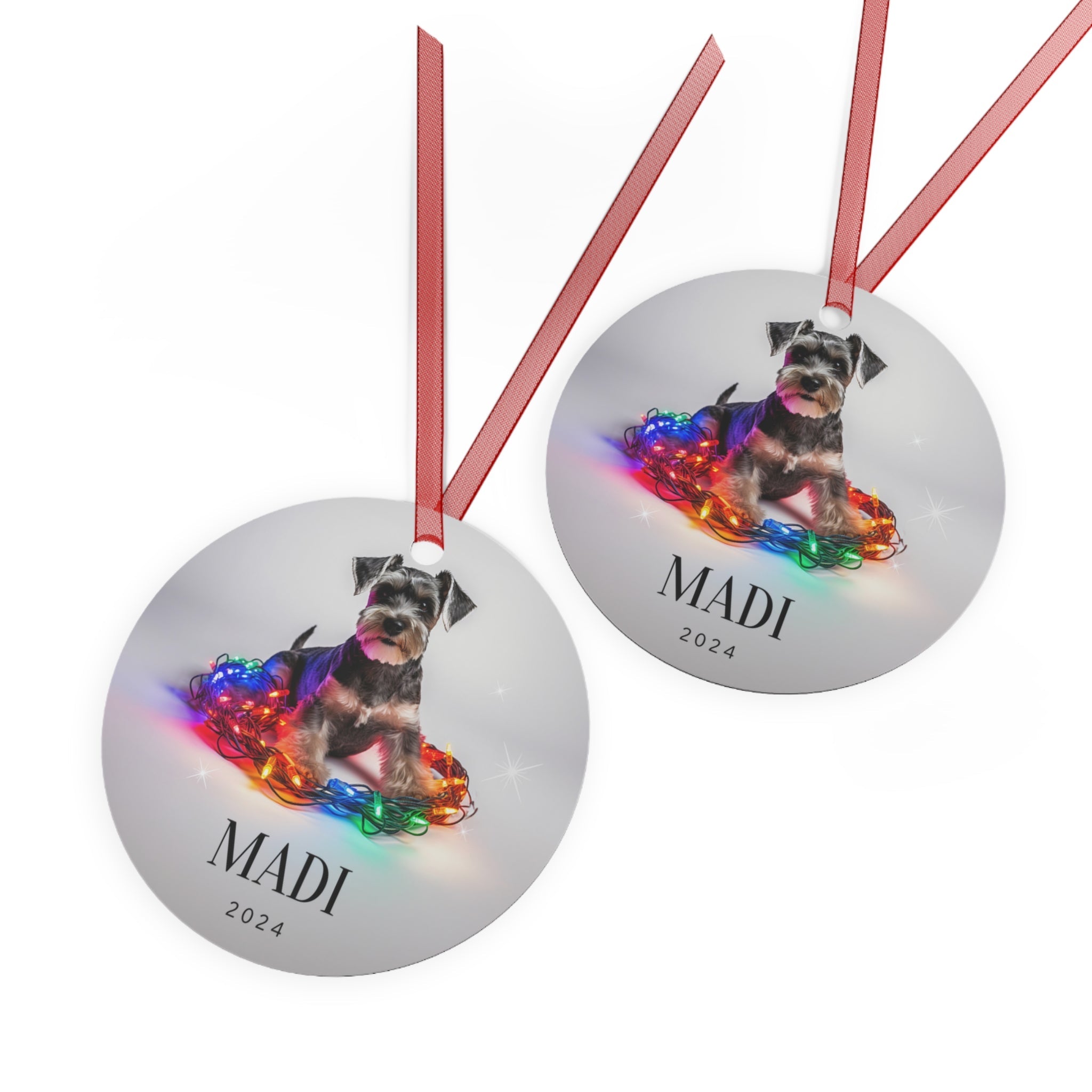 Custom Dog ArtMiniature Schnauzer Christmas Ornament | Personalized