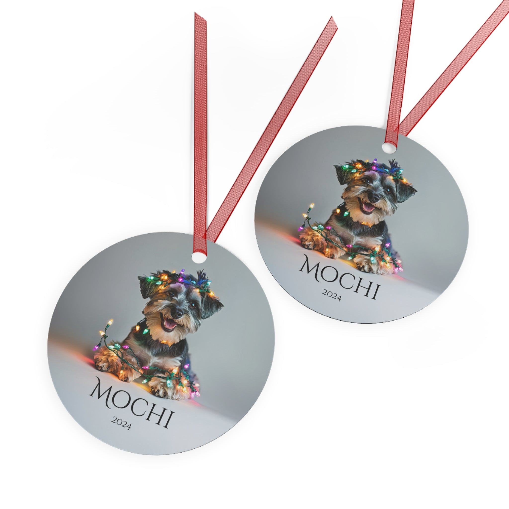 Custom Dog ArtMiniature Schnauzer Personalized Christmas Ornament