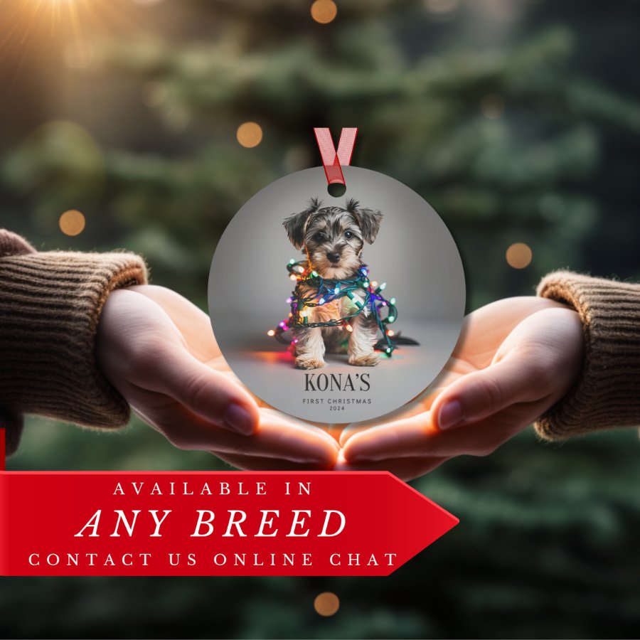 Custom Dog ArtMiniature Schnauzer Puppy Christmas Ornament | Personalized