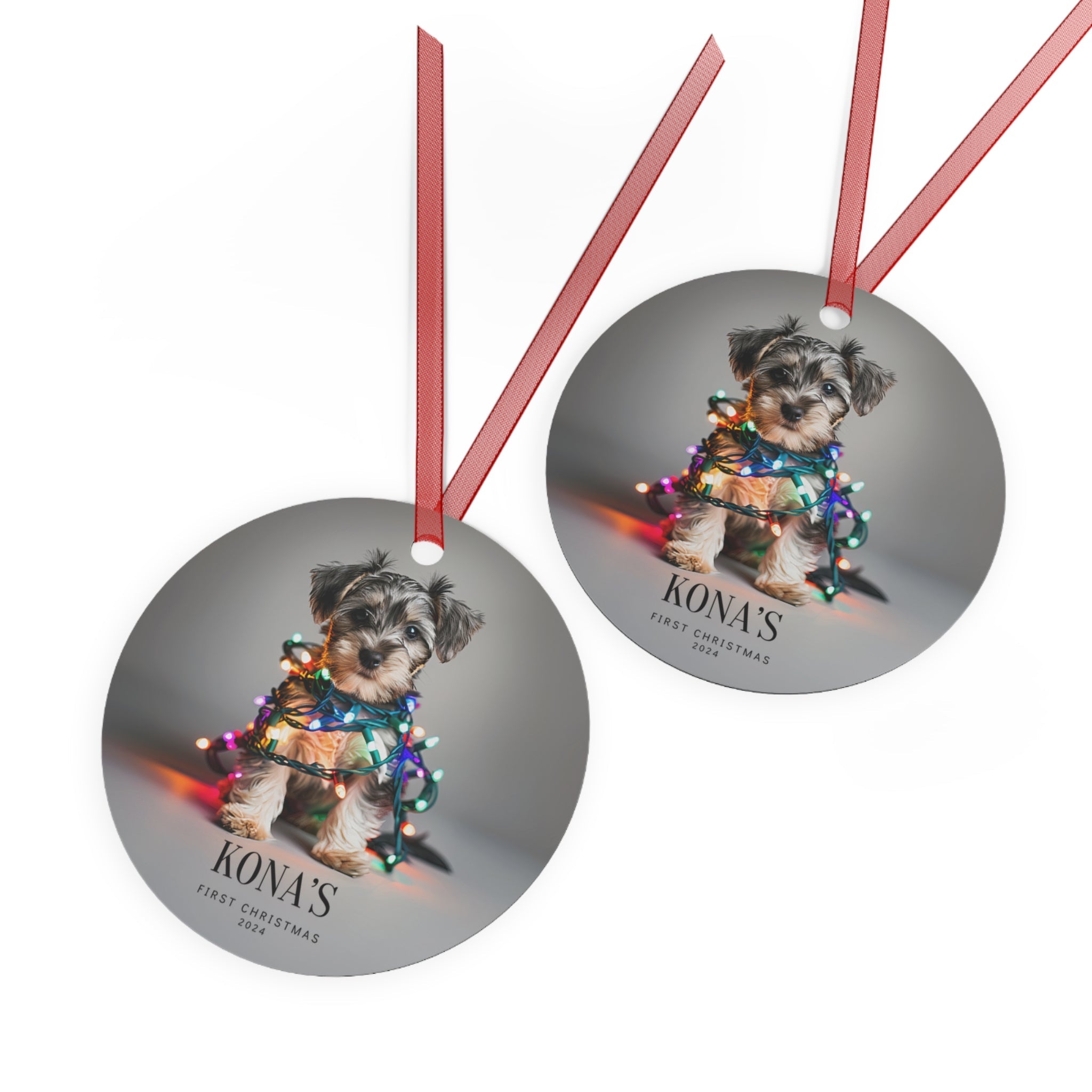 Custom Dog ArtMiniature Schnauzer Puppy Christmas Ornament | Personalized