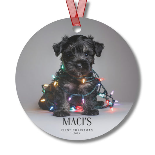 Custom Dog ArtMiniature Schnauzer Puppy Christmas Ornament | Personalized