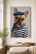 Load image into Gallery viewer, Parisian Charlie Bear canvas hanging on a styled wall.
