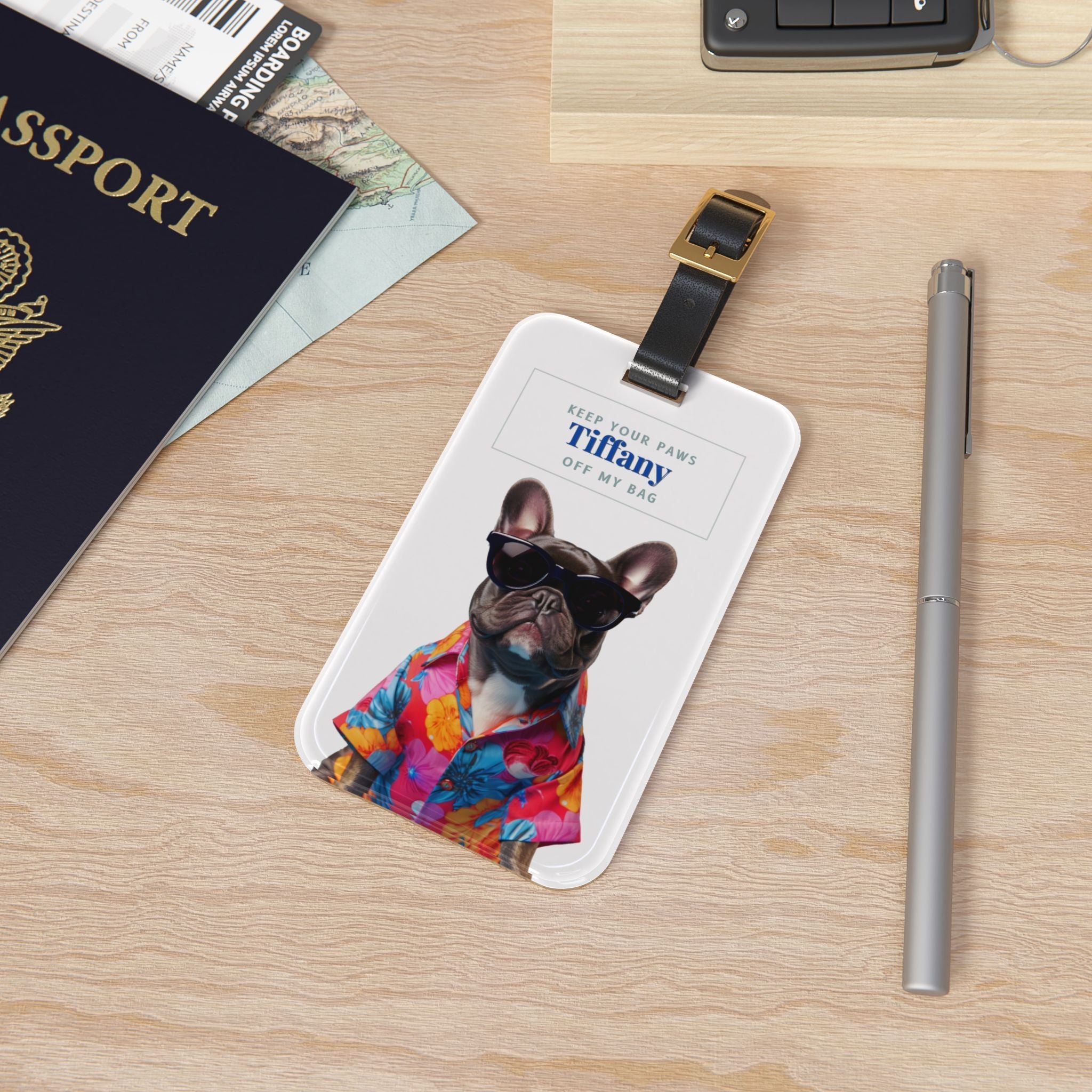 Custom Dog ArtPersonalized Bulldog Luggage Tag