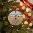Load image into Gallery viewer, Custom Dog ArtPersonalized Dog on the Beach Ornament Custom Pet Portrait with Name in Sand | Memorial Keepsake | Beach Christmas Ornament for Dog Lovers
