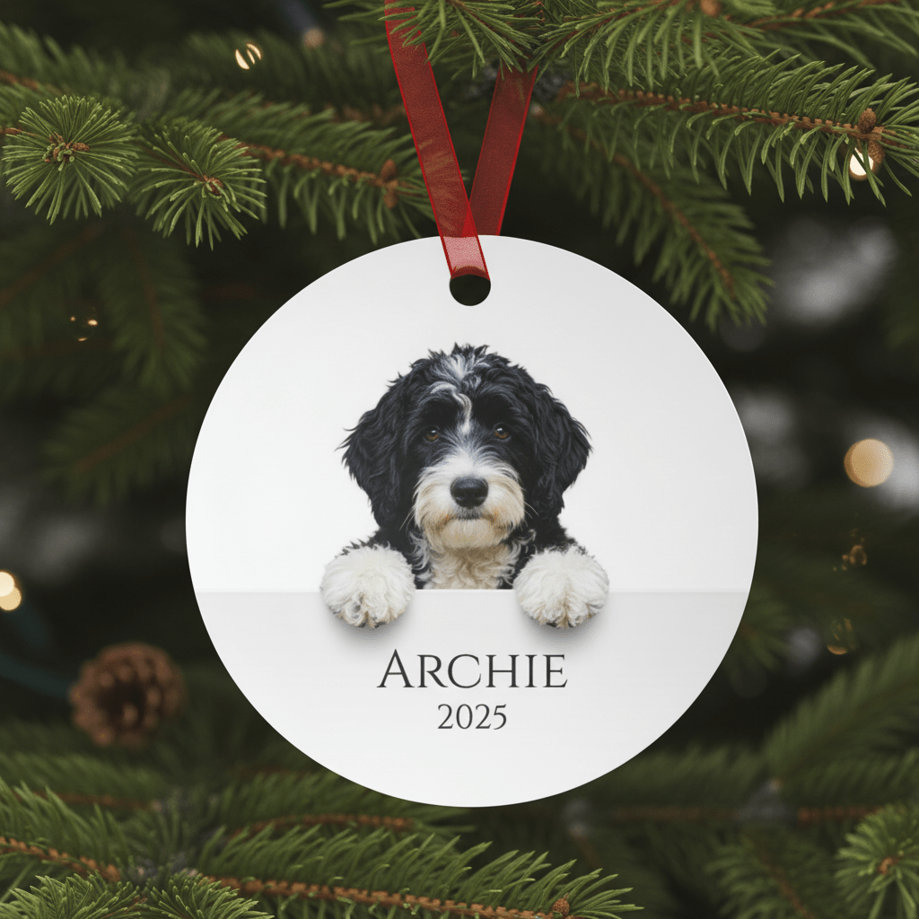 Custom Dog ArtPersonalized Dog Ornament with Your Pet’s Photo – Custom Christmas Keepsake, Round Ceramic 2025 Ornament, Unique Gift for Dog Lovers, Free Shipping