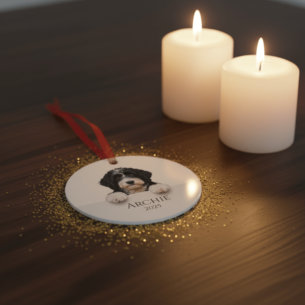 Custom Dog ArtPersonalized Dog Ornament with Your Pet’s Photo – Custom Christmas Keepsake, Round Ceramic 2025 Ornament, Unique Gift for Dog Lovers, Free Shipping