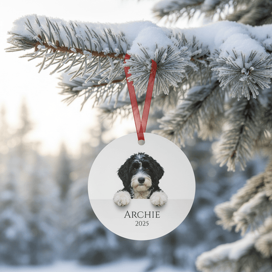 Custom Dog ArtPersonalized Dog Ornament with Your Pet’s Photo – Custom Christmas Keepsake, Round Ceramic 2025 Ornament, Unique Gift for Dog Lovers, Free Shipping
