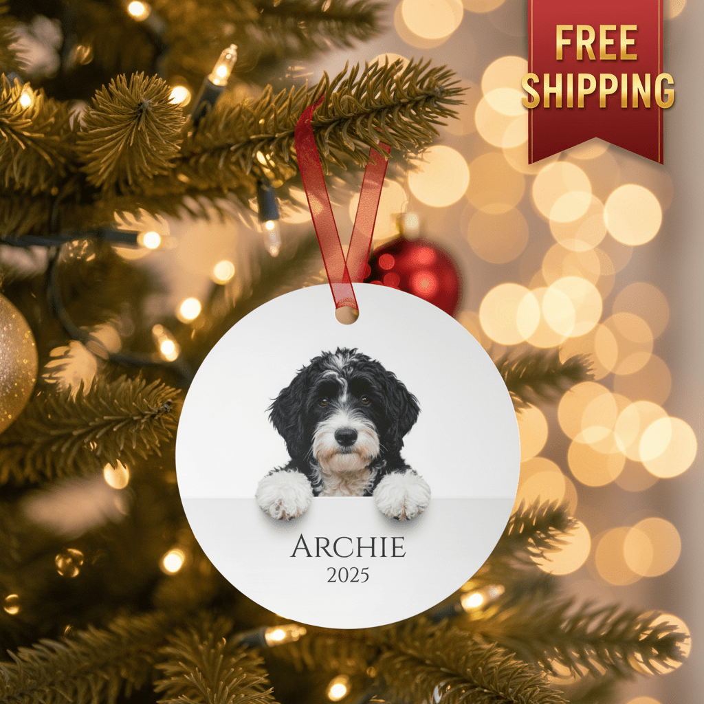 Custom Dog ArtPersonalized Dog Ornament with Your Pet’s Photo – Custom Christmas Keepsake, Round Ceramic 2025 Ornament, Unique Gift for Dog Lovers, Free Shipping