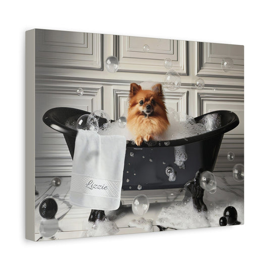 Custom Dog ArtPomeranian Bubble Bath Art | Personalized Dog Decor