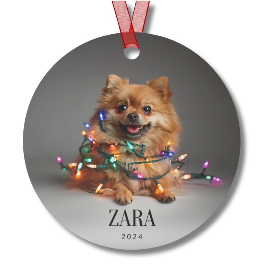 Custom Dog ArtPomeranian Christmas Ornament | Personalized