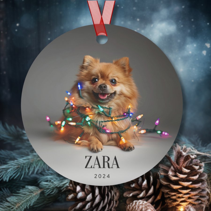 Custom Dog ArtPomeranian Christmas Ornament | Personalized