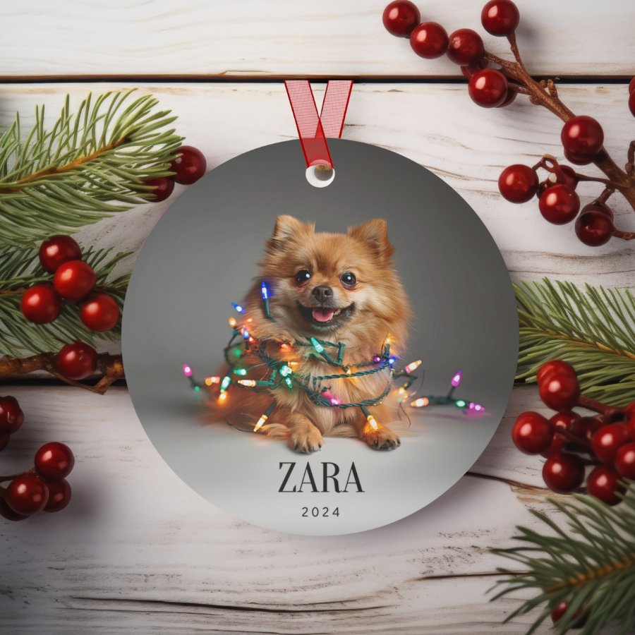 Custom Dog ArtPomeranian Christmas Ornament | Personalized