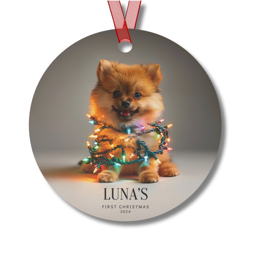 Custom Dog ArtPomeranian Puppy Christmas Ornament | Personalized