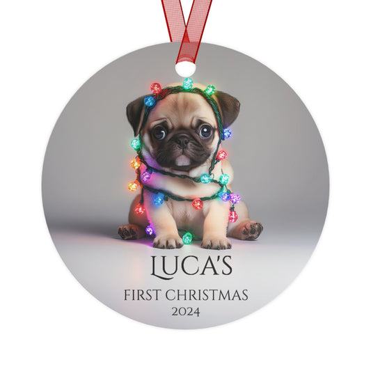 Custom Dog ArtPug Puppy Christmas Ornament | Personalized