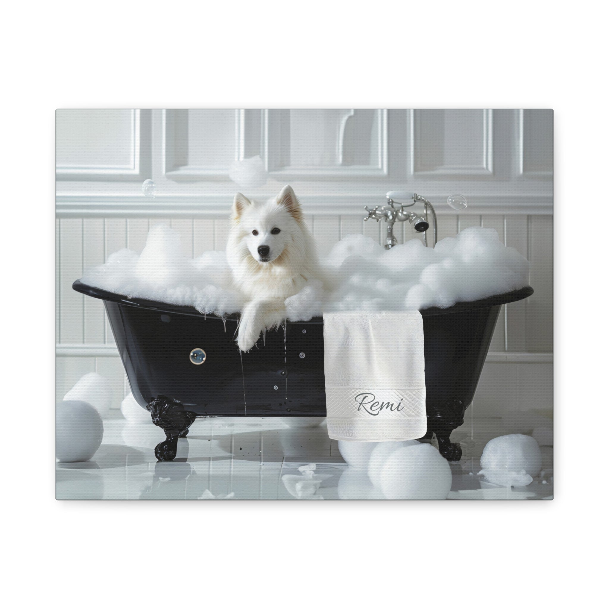 Custom Dog Art Samoyed Bath Art for Dog Lovers | CustomDogArt.com | 2024